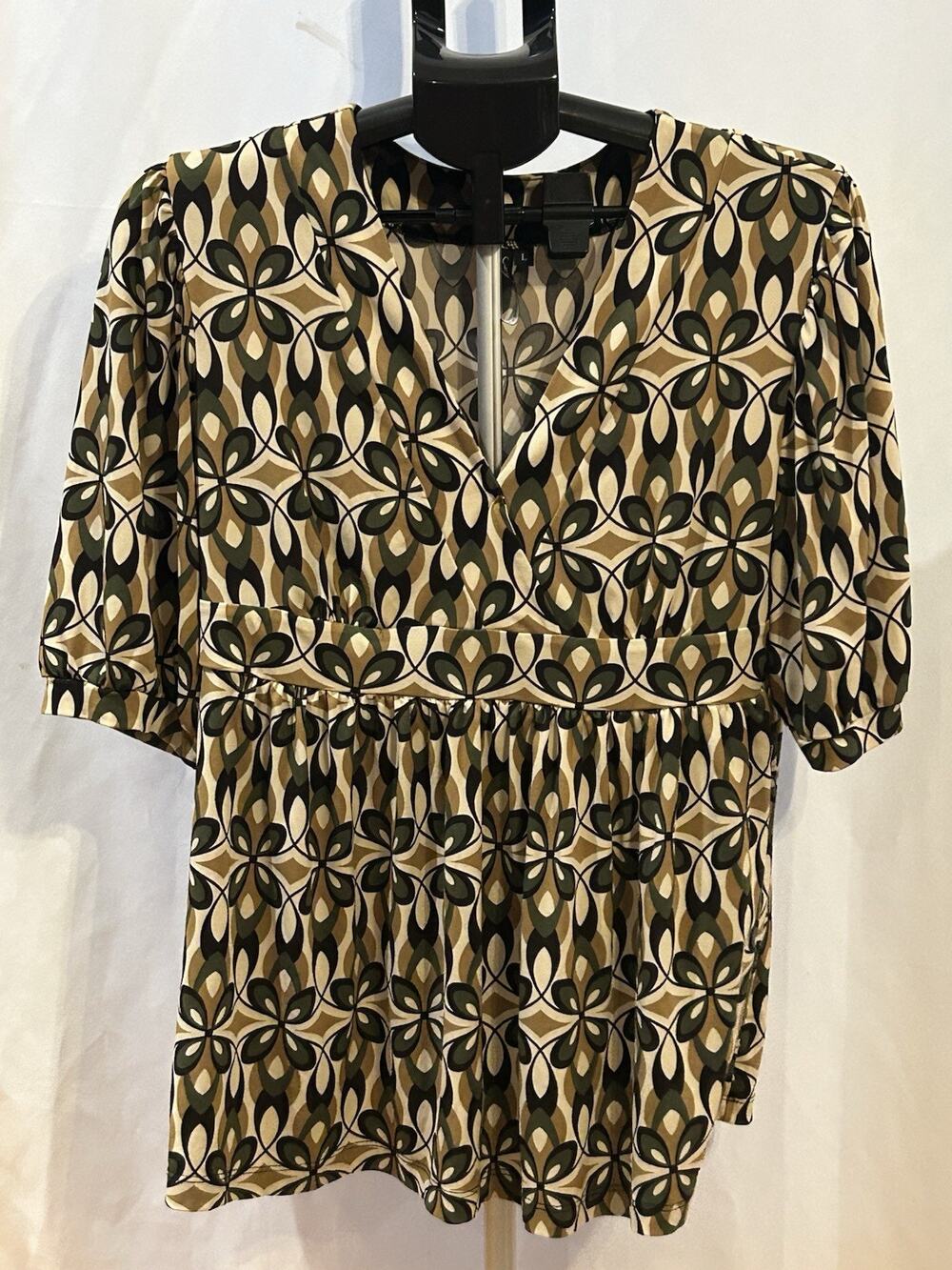Cha Cha Vente Patterned Tunic Shirt Women's size L